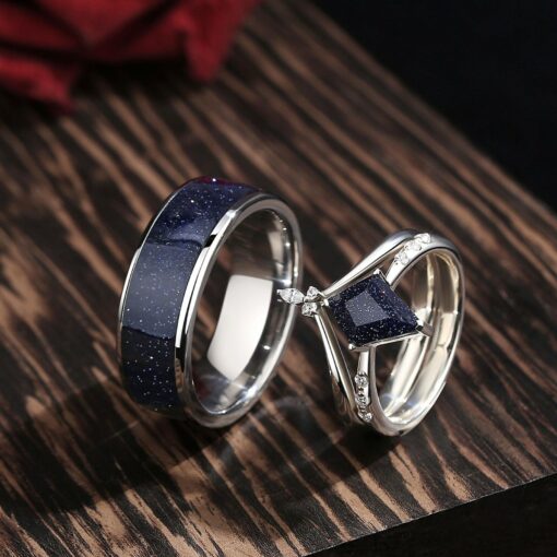 Celestial Embrace Orion Nebula Ring Set - A Starry Night for Your Eternal Bond - Image 3
