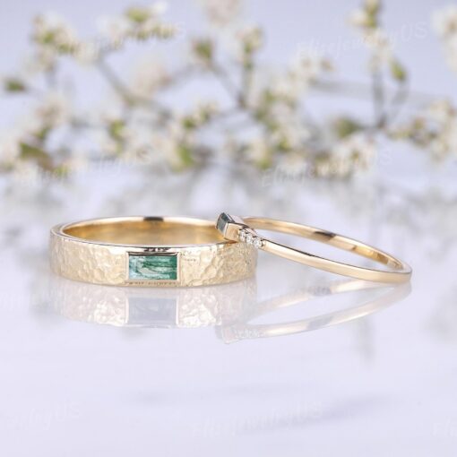 Exquisite Moss Agate Couple Rings A Timeless Symbol of Love and Unity - Image 3
