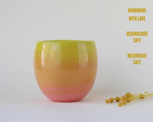 Exquisitely Crafted Pink Chartreuse Ombr? Ceramic Espresso Cup A Symphony of Hues - Image 6