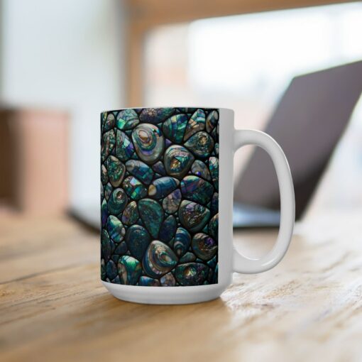 Abalone Shell Mosaic Ceramic Mug A Shimmering Masterpiece of Nature's Art - Image 6