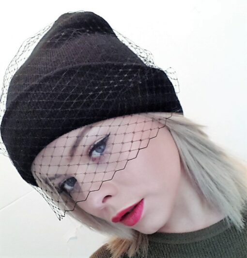 Veiled Beanie Hat Elevate Your Style with Grace and Mystery - Image 4