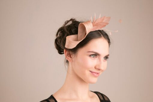Exquisite Almond Beige Feather Fascinator Adorn Your Elegance with Feminine Grace - Image 3