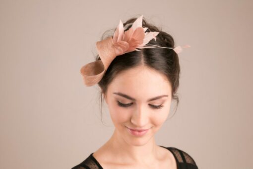 Exquisite Almond Beige Feather Fascinator Adorn Your Elegance with Feminine Grace - Image 2