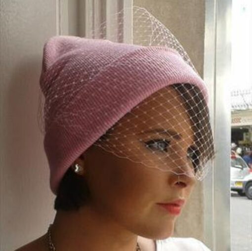 Veiled Beanie Hat Elevate Your Style with Grace and Mystery - Image 3
