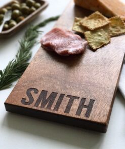 Personalized Cheese Board Custom Engraved Charcuterie Board, Unique Handmade Serving Tray with Last Name for Wedding Gifts