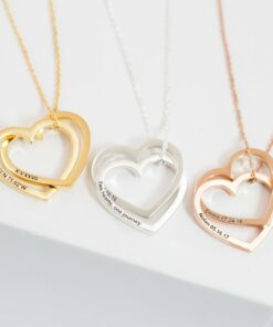 Engraved Heart Necklace Personalized Secret Message Charm for Sisters and Mothers (NM39F30)
