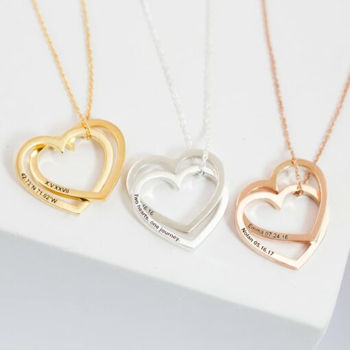 Engraved Heart Necklace Personalized Secret Message Charm for Sisters and Mothers (NM39F30)