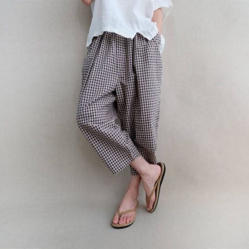 Women's Cropped Linen Harem Pants Comfort and Style in Every Step