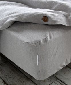 Stonewashed Linen Fitted Sheet Indulge in the Comfort of Ash Pearl Melange