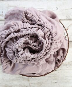 Indulge in the Comfort of Stonewashed Linen WOOD ROSE Fitted Sheet for a Serene Sleep