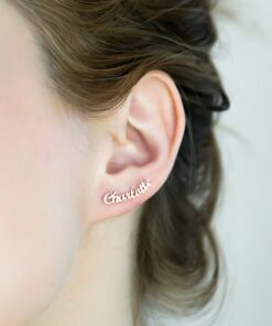 Personalized Name Earrings Minimalist Stud Jewelry for Her (CH08F60)