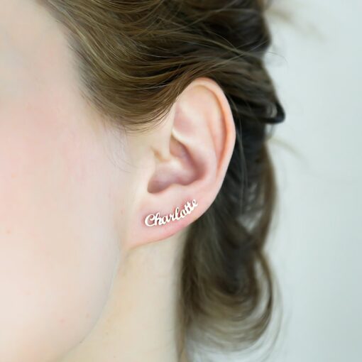 Personalized Name Earrings Minimalist Stud Jewelry for Her (CH08F60)