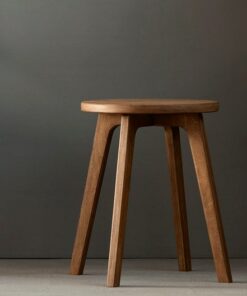 Walnut Wood Stool Versatile Scandinavian Side Table, Plant Stand, and Mid-Century Home Decor