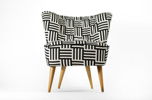 Vintage Black and White Cocktail Chair A Timeless Masterpiece Restored to Pristine Elegance