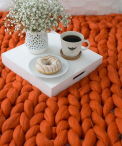 Cozy Haven Indulge in the Warmth of a Chunky Knit Merino Wool Blanket