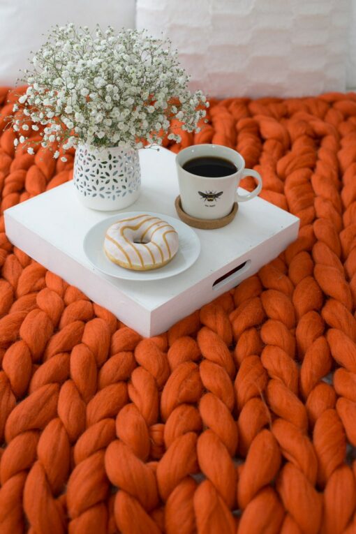 Cozy Haven Indulge in the Warmth of a Chunky Knit Merino Wool Blanket