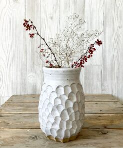 Artisan-Crafted White Textured Vase Elevate Your Kitchen with Boho-Chic Charm