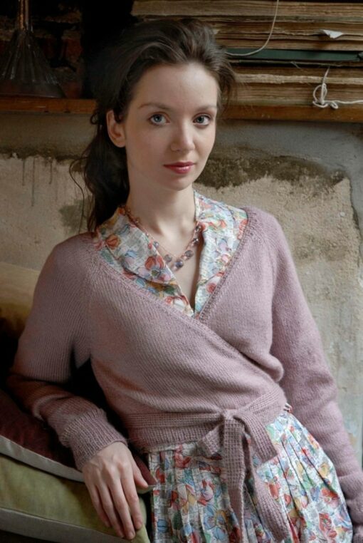 Knitting Pattern Cropped Wrap Cardi with Long Sleeves and Ties