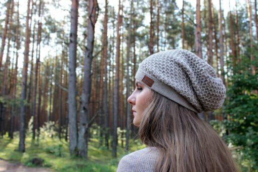 Cozy and Chic Beige Alpaca Wool Knit Slouchy Beanie for Women