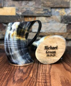 Personalized Buffalo Horn Beer Tankard Unique Engraved Gifts for Men, Groomsmen, and Friends