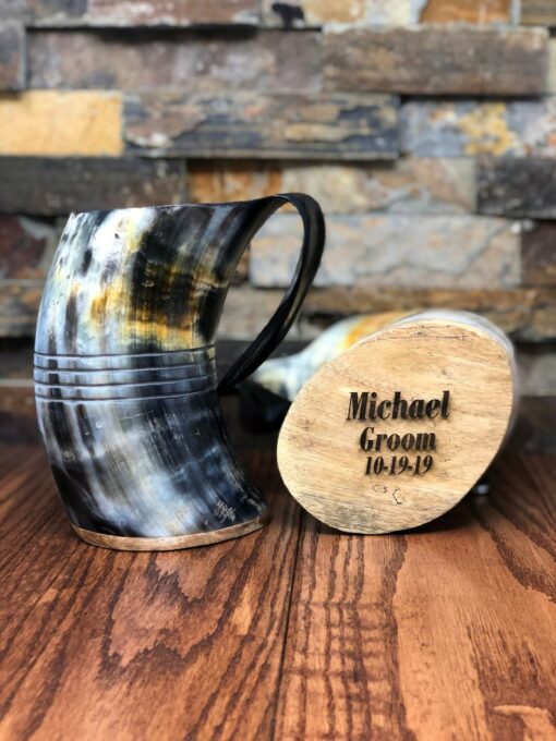 Personalized Buffalo Horn Beer Tankard Unique Engraved Gifts for Men, Groomsmen, and Friends