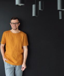 Saffron Linen T-Shirt Elevate Your Summer Style with Comfort and Style