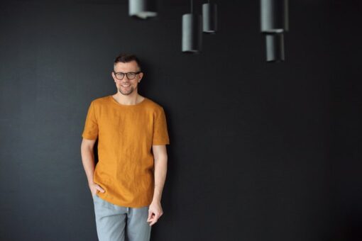 Saffron Linen T-Shirt Elevate Your Summer Style with Comfort and Style