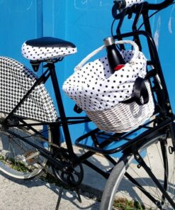 Polka Dot Wicker Basket Saddle and Handlebar Covers Protect Your Ride with Style