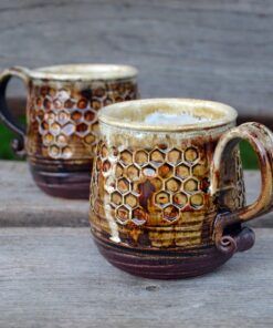 Honeycomb Haven Handmade Pottery Cup with Honey Glaze