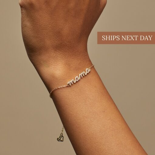 Pave Mama Script Bracelet A Cherished Gift for the Heart of Your Home