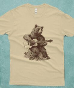 Bear-tastic Guitar Grooves Unleash the Rhythm with Our Men's Bear Guitar T-Shirt