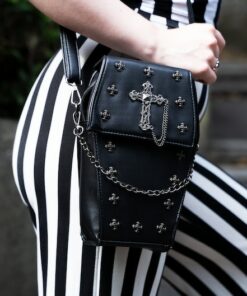 GOTHX Mini Black Vegan Gothic Cross Coffin Chain Bag - Embrace the Darkness with Style