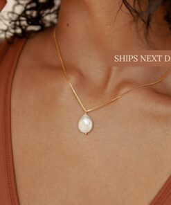 Caitlyn Minimalist Baroque Pearl Pendant Necklace Irregular Pearl Charm, Bridesmaid Gift (NR019)
