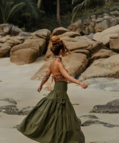Organic Cotton Maxi Skirt Keela in Olive Sustainable Style with Pockets