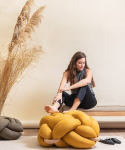 Luxurious Vegan Suede Desert Knot Floor Cushion Elevate Your Home with a Modern Oasis