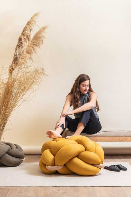 Luxurious Vegan Suede Desert Knot Floor Cushion Elevate Your Home with a Modern Oasis