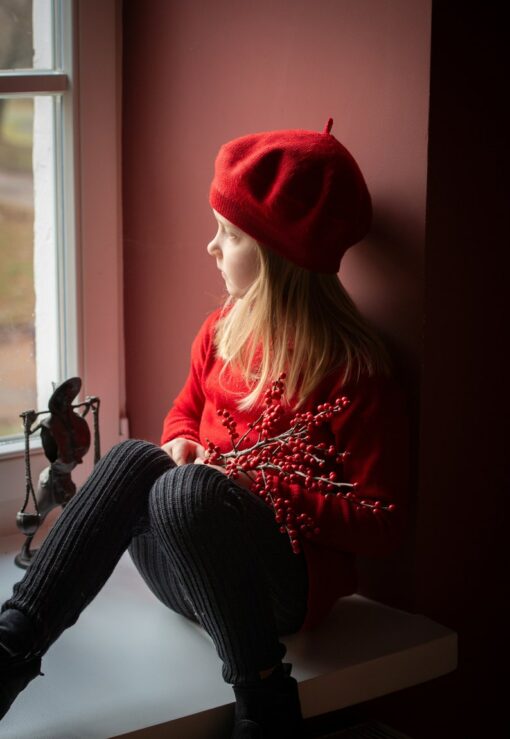 Charming Red Merino Beret A Timeless Gift for Little Fashionistas