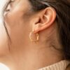 Caitlyn Minimalist Bold Link Hoop Earrings Statement Gold Hoops for Bridesmaids (ER060)