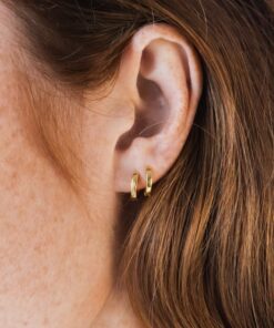 Caitlyn Minimalist Huggie Hoop Earrings Everyday Elegance in Gold, Silver, and Rose Gold (ER007)