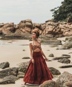 Keela Maxi Skirt Sustainable Style with Pockets in Vibrant Rust