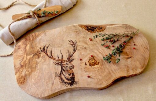 Nature's Embrace Personalized Olive Wood Cutting Board for Adventurers and Foodies
