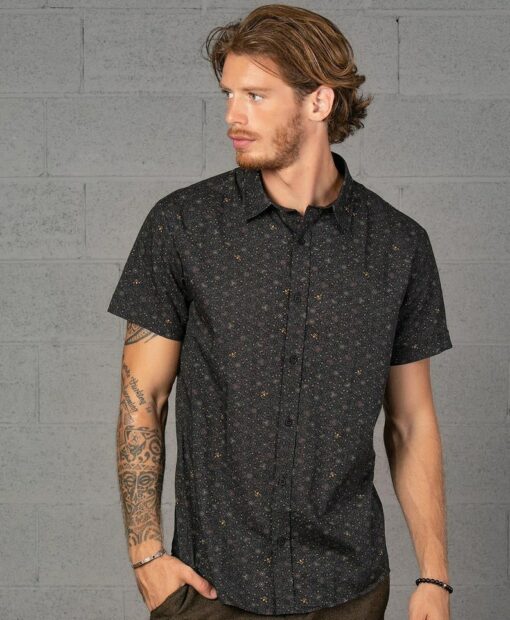 Urban Streetwear Buzzworthy All Over Print Bee Hive Button Up Shirt for Men