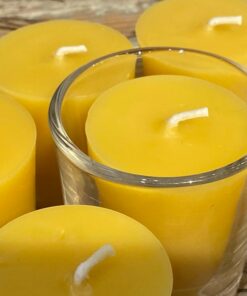 Illuminate Your Home with Nature's Golden Glow Pure Beeswax Flat Top Votives