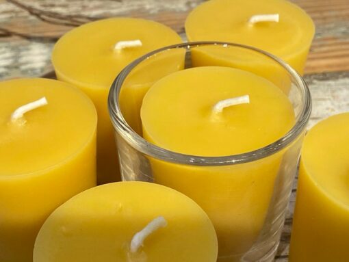 Illuminate Your Home with Nature's Golden Glow Pure Beeswax Flat Top Votives