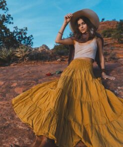 Tiered Pocket Skirt Boho Maxi Comfort in All-Natural Cotton