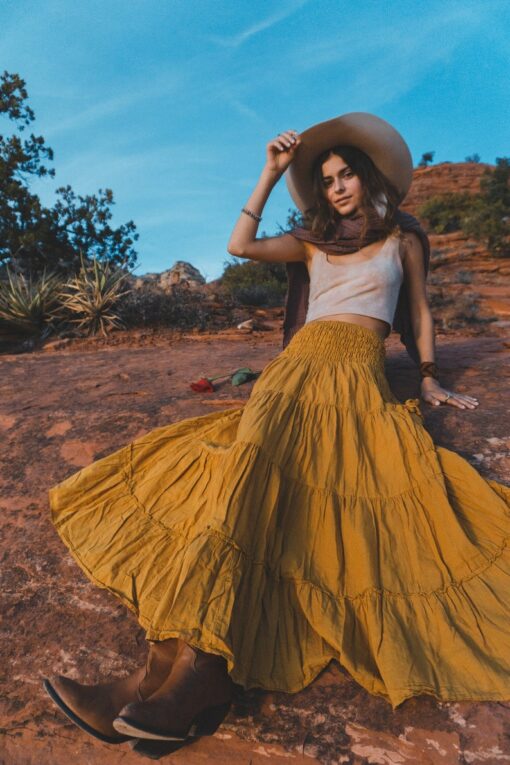 Tiered Pocket Skirt Boho Maxi Comfort in All-Natural Cotton