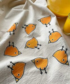 Flour Sack Tea Towel with Charming Bird Motif