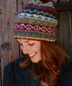 Cozy Fair Isle Winter Knit Hat Ethical Wool Beanie for Women