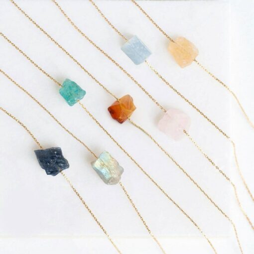 Sparkling Summer Hues Embrace the Energy of Raw Crystal Necklaces