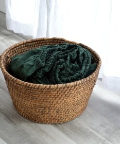 Luxurious Stonewashed Linen Fitted Sheet Indulge in Emerald Elegance